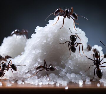 Vecteezy a group of ants eating sugar on the table ai generative 34044022 360x320