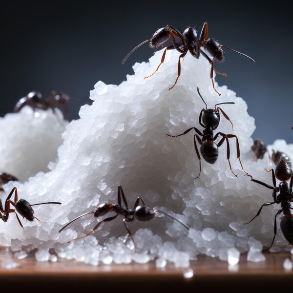 Vecteezy a group of ants eating sugar on the table ai generative 34044022 600x600